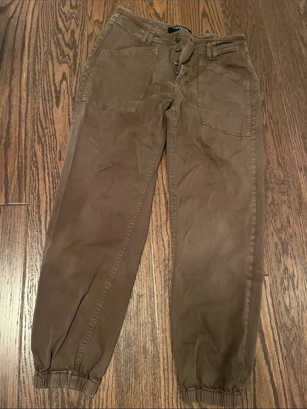 Women's Ankle-Length Drawstring Hem Pants in green/Brown
